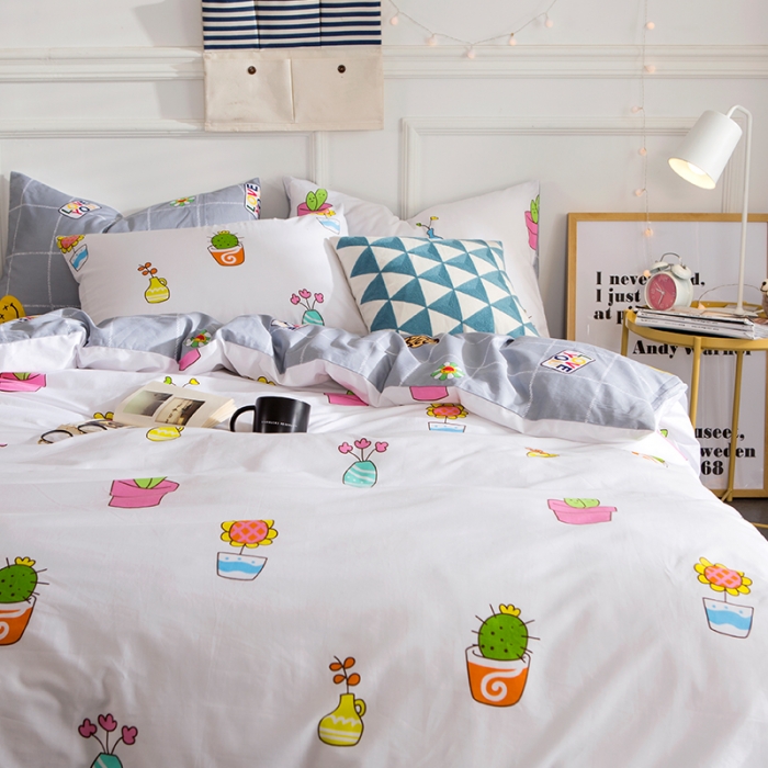 91家纺网 家纺一手货源 找家纺 时年家纺 全棉13372宜家风小清新三件套四件套氧气生活