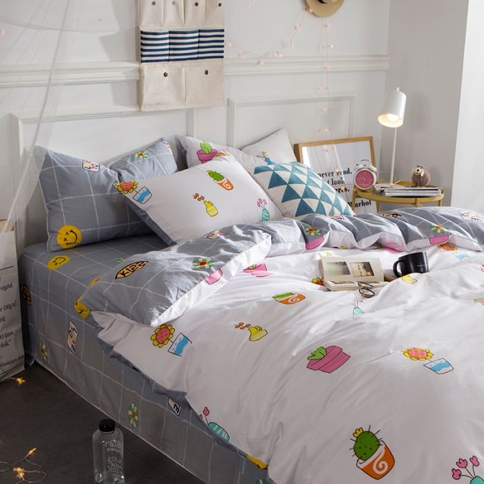 91家纺网 家纺一手货源 找家纺 时年家纺 全棉13372宜家风小清新三件套四件套氧气生活