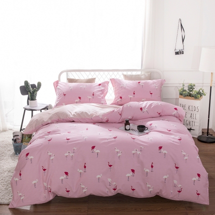 91家纺网 家纺一手货源 找家纺 时年家纺 2018新款全棉四件套床单款舞动精灵