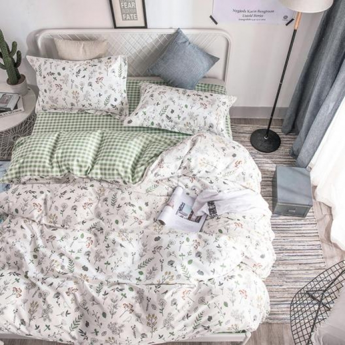 91家纺网 家纺一手货源 找家纺 时年家纺 2018新款全棉四件套床单款春意盎然