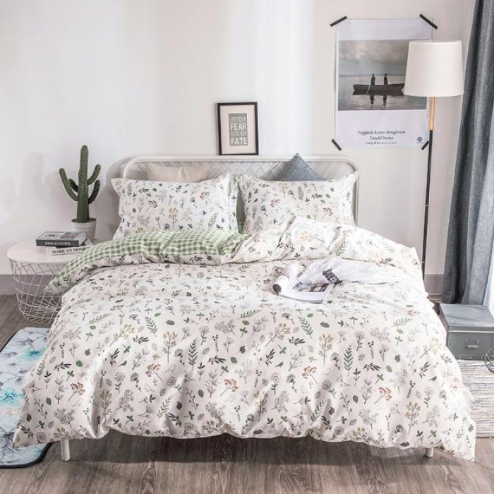 91家纺网 家纺一手货源 找家纺 时年家纺 2018新款全棉四件套床单款春意盎然