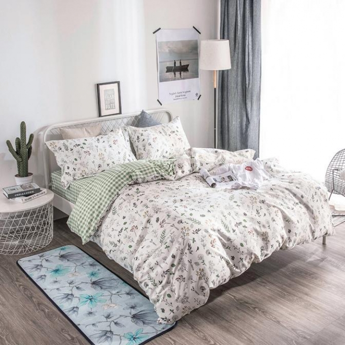 91家纺网 家纺一手货源 找家纺 时年家纺 2018新款全棉四件套床单款春意盎然