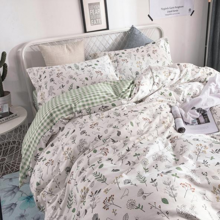 91家纺网 家纺一手货源 找家纺 时年家纺 2018新款全棉四件套床单款春意盎然