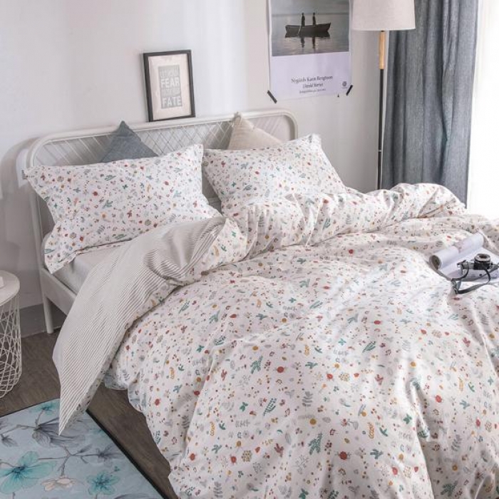 91家纺网 家纺一手货源 找家纺 时年家纺 2018新款全棉四件套床单款花花世界