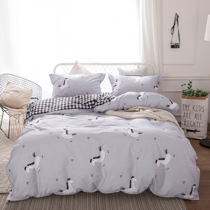 时年家纺 2018新款全棉四件套床单款欢乐小马