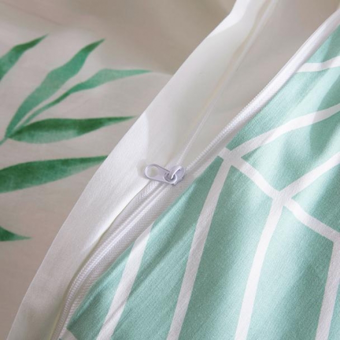 91家纺网 家纺一手货源 找家纺 时年家纺 2018新款全棉四件套床单款简绿青叶