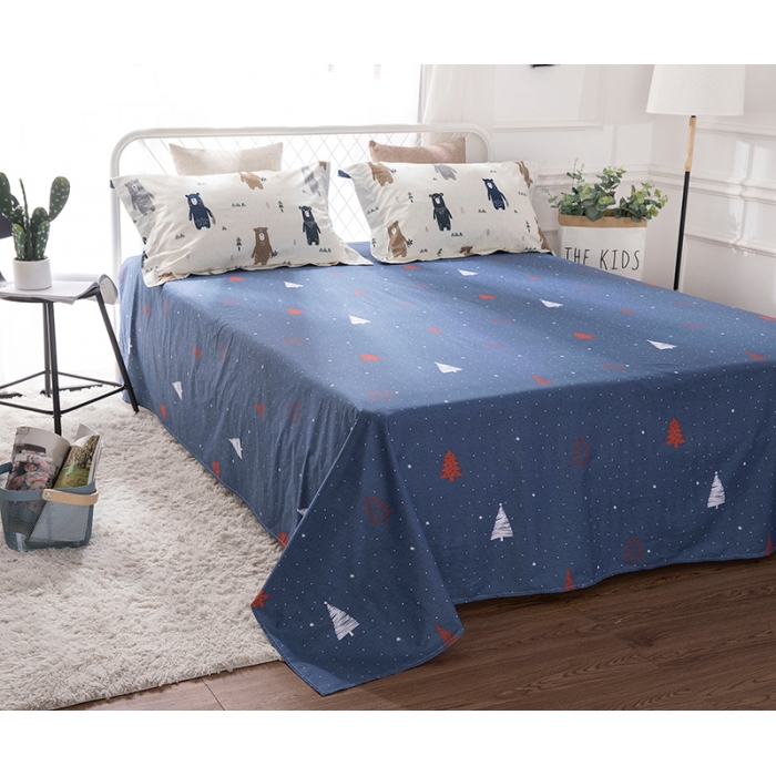 91家纺网 家纺一手货源 找家纺 时年家纺 2018新款全棉四件套床单款森林小熊