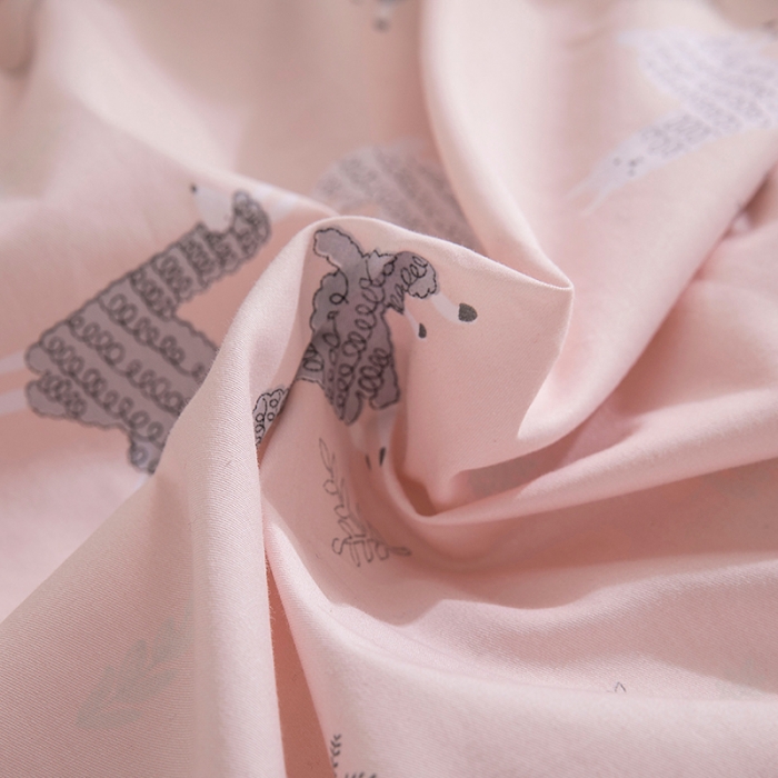 91家纺网 家纺一手货源 找家纺 时年家纺 2018新款全棉四件套床单款羊驼萌宠