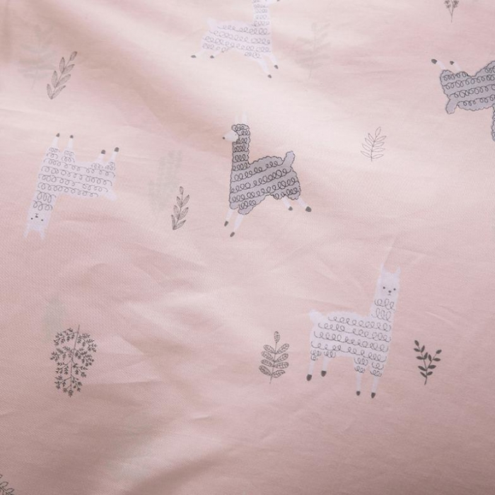 91家纺网 家纺一手货源 找家纺 时年家纺 2018新款全棉四件套床单款羊驼萌宠