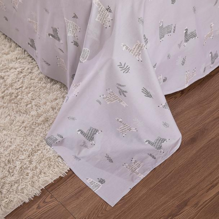 91家纺网 家纺一手货源 找家纺 时年家纺 2018新款全棉四件套床单款羊驼萌宠