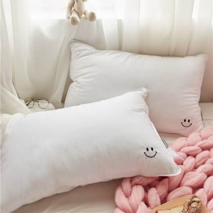 91家纺网 家纺一手货源 找家纺 时年家纺 单边绣花枕芯一只48*74cm 笑脸