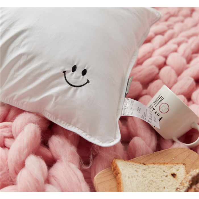 91家纺网 家纺一手货源 找家纺 时年家纺 单边绣花枕芯一只48*74cm 笑脸