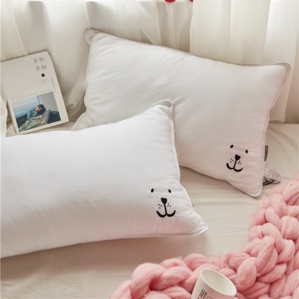 时年家纺 单边绣花枕芯一只48*74cm 波波熊