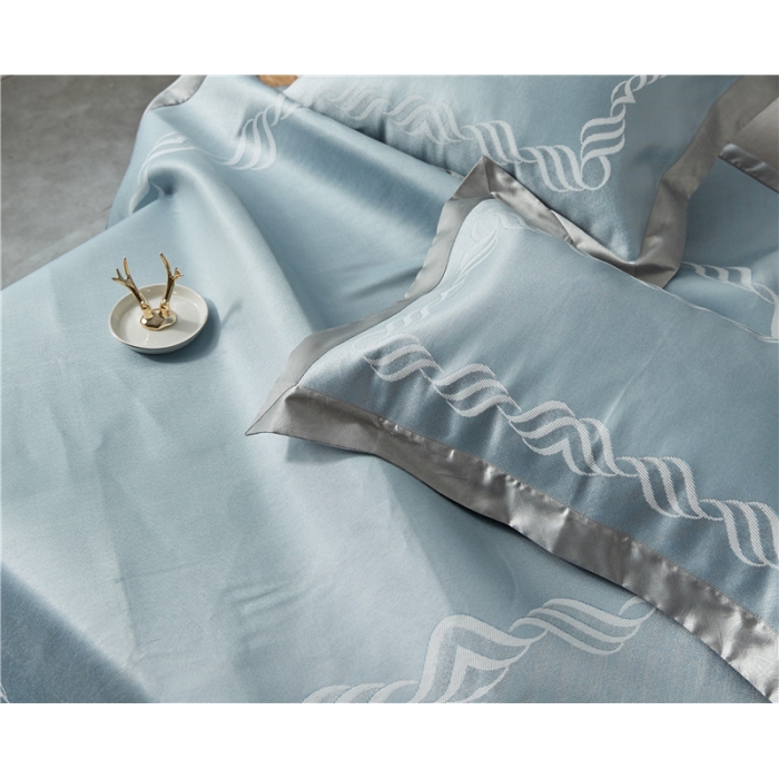 91家纺网 家纺一手货源 找家纺 时年家纺 2018新款冰露丝养生席提花欧式系列 波浪纹-蓝