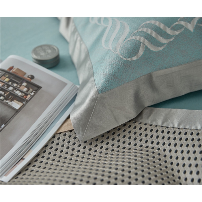 91家纺网 家纺一手货源 找家纺 时年家纺 2018新款冰露丝养生席提花欧式系列 波浪纹-绿