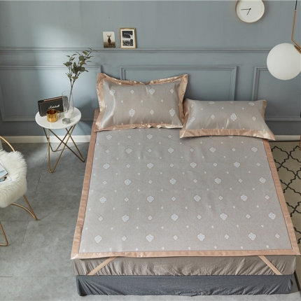 时年家纺 2018新款冰露丝养生席提花欧式系列 贵族-金