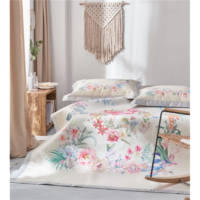 91家纺网 家纺一手货源 找家纺 时年家纺 2018新款冰露丝养生席印花花卉系列 花园精灵