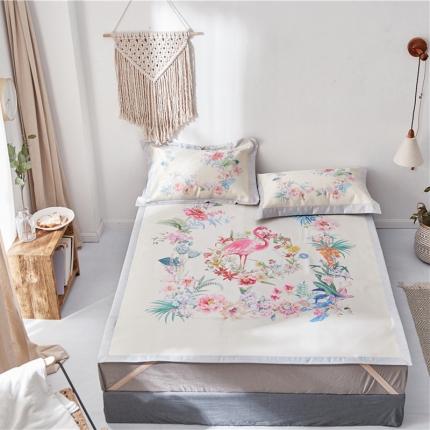 时年家纺 2018新款冰露丝养生席印花花卉系列 花园精灵