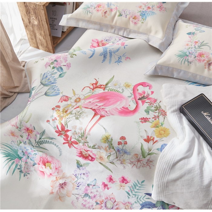 91家纺网 家纺一手货源 找家纺 时年家纺 2018新款冰露丝养生席印花花卉系列 花园精灵