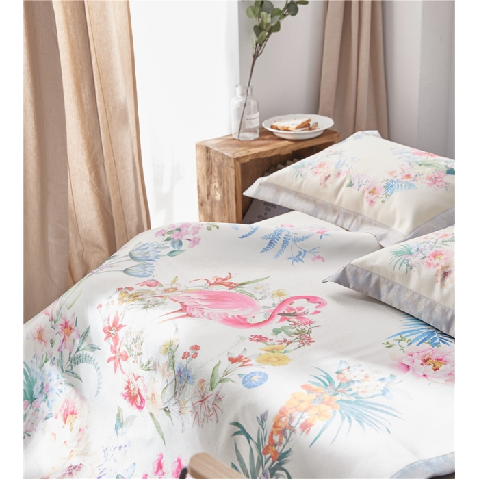 91家纺网 家纺一手货源 找家纺 时年家纺 2018新款冰露丝养生席印花花卉系列 花园精灵