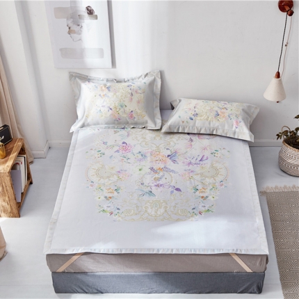 时年家纺 2018新款冰露丝养生席印花花卉系列 浪漫花语