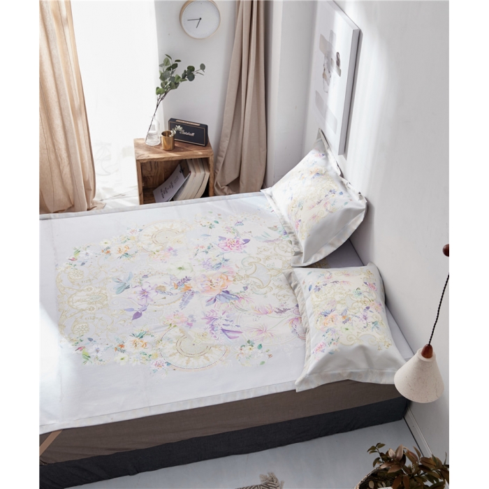 91家纺网 家纺一手货源 找家纺 时年家纺 2018新款冰露丝养生席印花花卉系列 浪漫花语