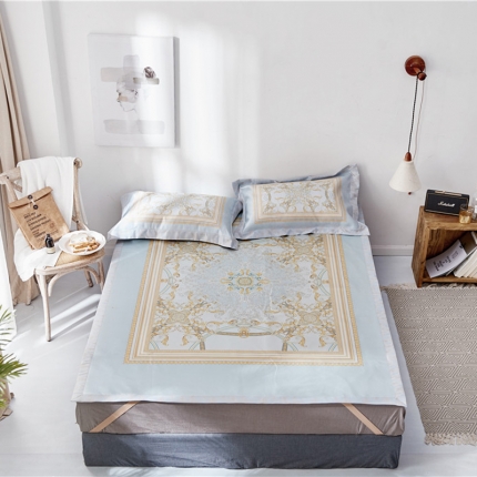 91家纺网 家纺一手货源 找家纺 时年家纺 2018新款冰露丝养生席印花花卉系列 洛丽塔