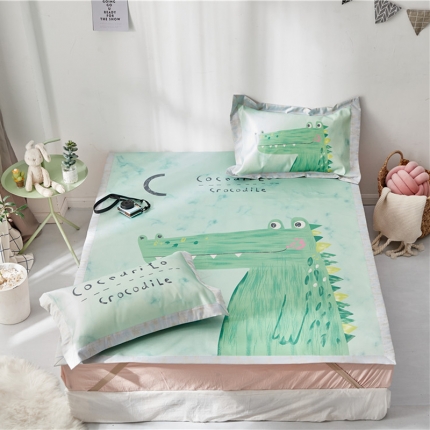 时年家纺 2018新款冰露丝养生席印花卡通系列 鳄鱼君