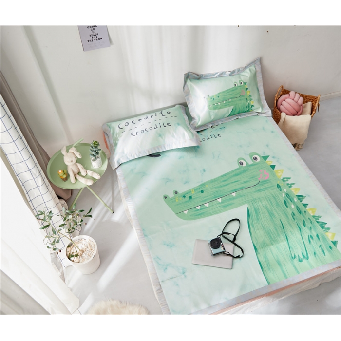 91家纺网 家纺一手货源 找家纺 时年家纺 2018新款冰露丝养生席印花卡通系列 鳄鱼君