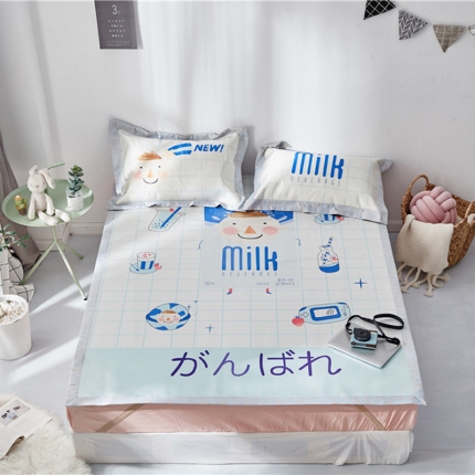时年家纺 2018新款冰露丝养生席印花卡通系列 牛奶男孩