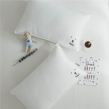 （总）时年家纺 2018新款80贡缎绣花枕芯48*74cm