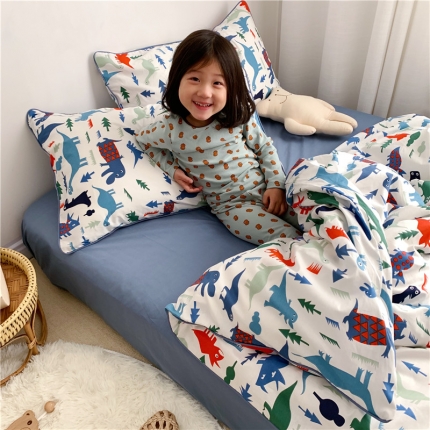 91家纺网 家纺一手货源 找家纺 （总）时年 2021新款嵌绳款全棉四件套小清新卡通儿童