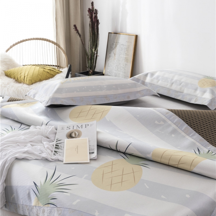 91家纺网 家纺一手货源 找家纺 时年家纺 2019新款凉席冰丝席冰露丝印花款 菠萝夏日