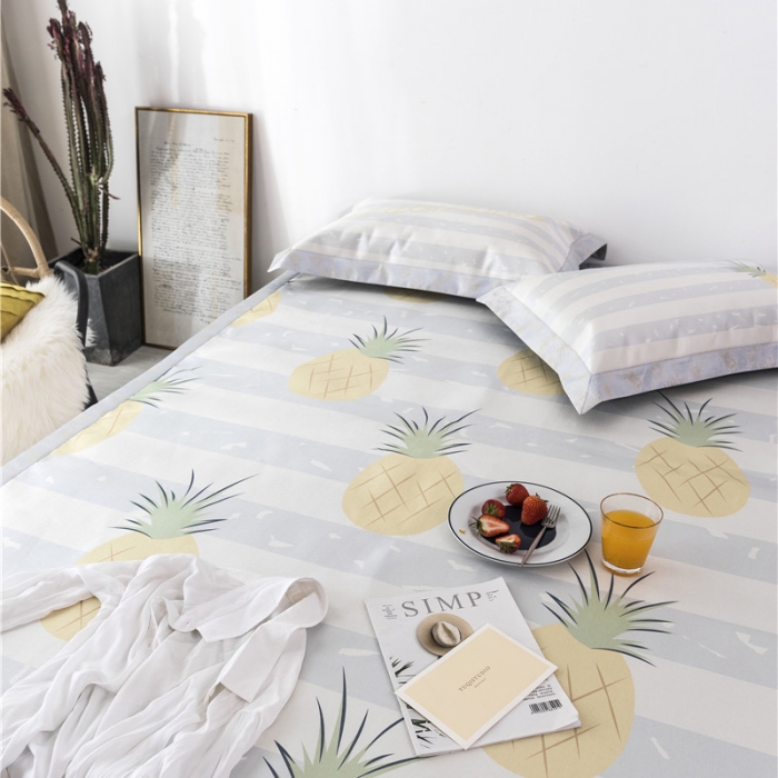 91家纺网 家纺一手货源 找家纺 时年家纺 2019新款凉席冰丝席冰露丝印花款 菠萝夏日