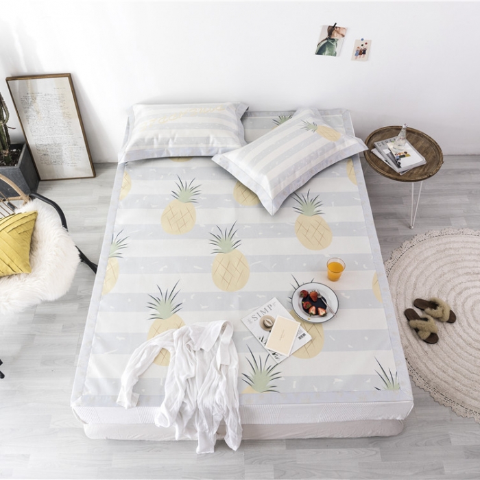 91家纺网 家纺一手货源 找家纺 时年家纺 2019新款凉席冰丝席冰露丝印花款 菠萝夏日