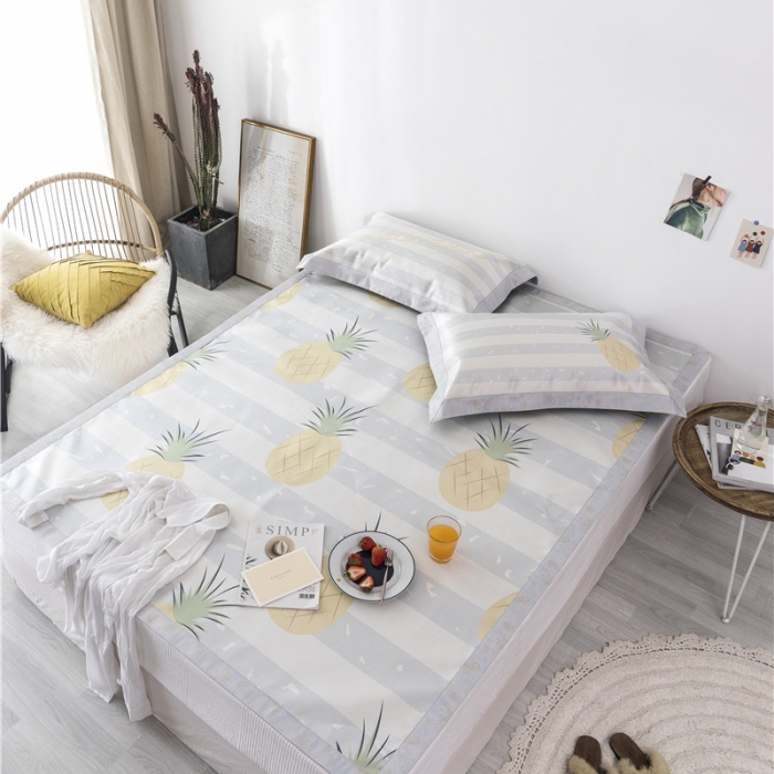 91家纺网 家纺一手货源 找家纺 时年家纺 2019新款凉席冰丝席冰露丝印花款 菠萝夏日