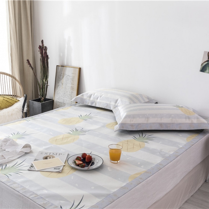 91家纺网 家纺一手货源 找家纺 时年家纺 2019新款凉席冰丝席冰露丝印花款 菠萝夏日