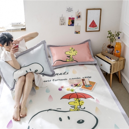 91家纺网 家纺一手货源 找家纺 时年家纺 2019新款凉席冰丝席水洗养生席 彩虹雨