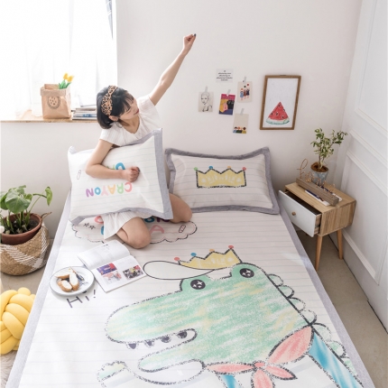 91家纺网 家纺一手货源 找家纺 时年家纺 2019新款凉席冰丝席水洗养生席 鳄鱼国王