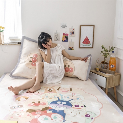 91家纺网 家纺一手货源 找家纺 时年家纺 2019新款凉席冰丝席水洗养生席 面包超人