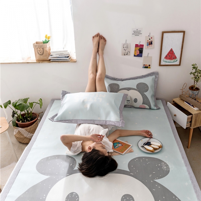 91家纺网 家纺一手货源 找家纺 时年家纺 2019新款凉席冰丝席水洗养生席 Miki男孩