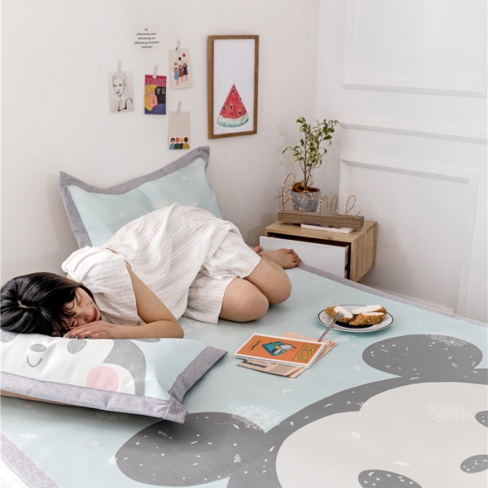 91家纺网 家纺一手货源 找家纺 时年家纺 2019新款凉席冰丝席水洗养生席 Miki男孩