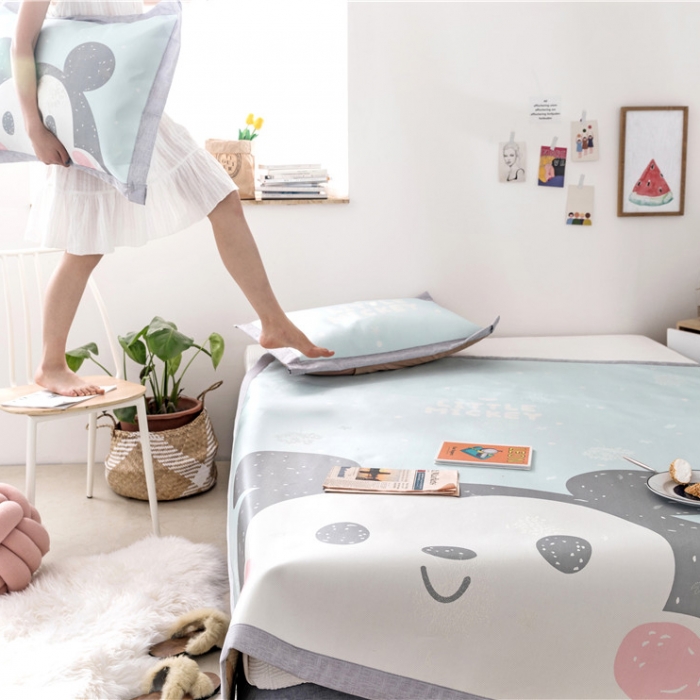 91家纺网 家纺一手货源 找家纺 时年家纺 2019新款凉席冰丝席水洗养生席 Miki男孩