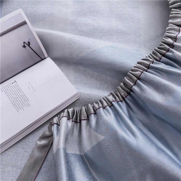 91家纺网 家纺一手货源 找家纺 时年家纺 2019新款凉席冰丝席冰露丝床笠款 渐变三角-蓝