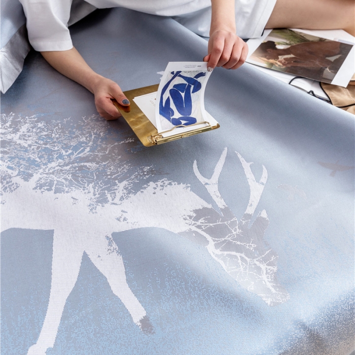 91家纺网 家纺一手货源 找家纺 时年家纺 2019新款凉席冰丝席冰露丝提花款 麋鹿