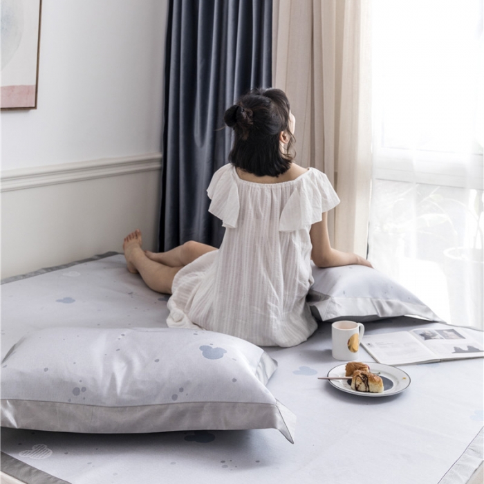 91家纺网 家纺一手货源 找家纺 时年家纺 2019新款凉席冰丝席冰露丝提花款 米奇-蓝