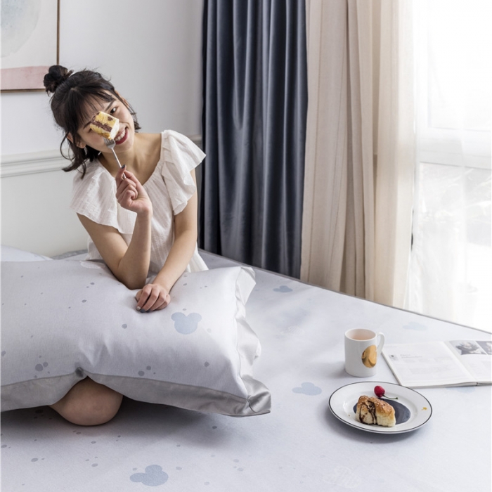 91家纺网 家纺一手货源 找家纺 时年家纺 2019新款凉席冰丝席冰露丝提花款 米奇-蓝