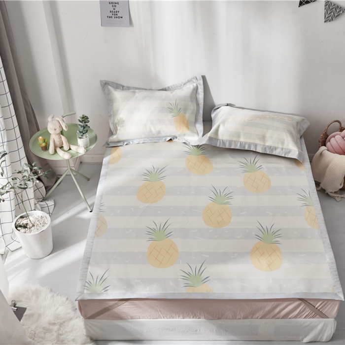 91家纺网 家纺一手货源 找家纺 时年家纺 2019新款凉席冰丝席冰露丝印花款 菠萝夏日（2）