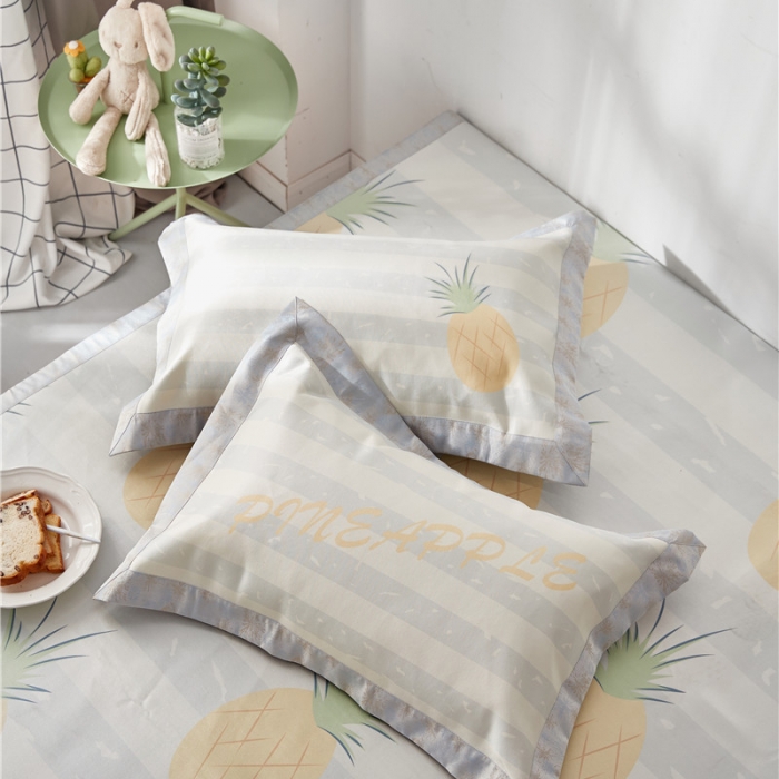 91家纺网 家纺一手货源 找家纺 时年家纺 2019新款凉席冰丝席冰露丝印花款 菠萝夏日（2）