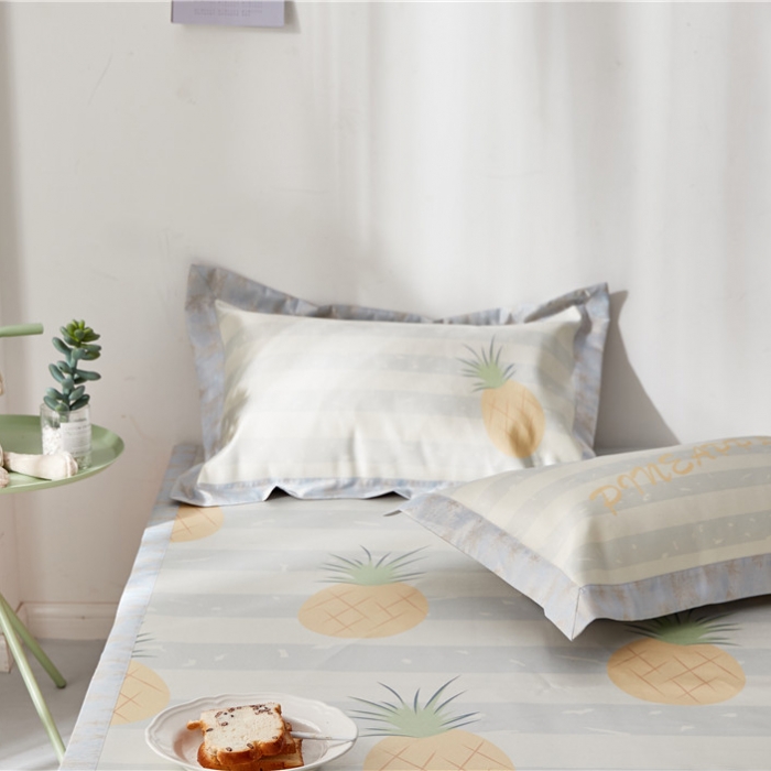 91家纺网 家纺一手货源 找家纺 时年家纺 2019新款凉席冰丝席冰露丝印花款 菠萝夏日（2）